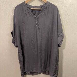Pura Seta Silk Blouse Gray Sheer Light With Stretch Tank Top Women's Sz XL / 1X‎